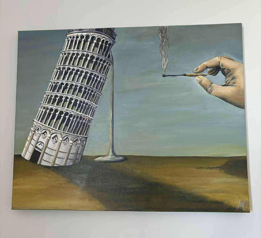 Maleri af det skæve tårn i Pisa