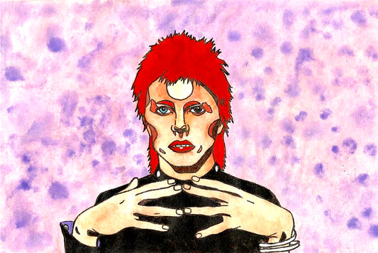 Illustration til podcast om David Bowie
